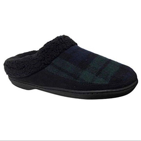 Dearfoams Plaid Clog Slippers Memory Foam SIZE Green & Navy NWT - Picture 8 of 8
